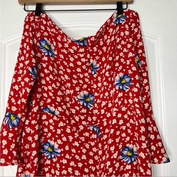 Topshop Bardot Off Shoulder Floral Ruffle Dress size 10 - Picture 7 of 12